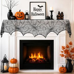 LuoluoHouse Black Lace Tablecloth 54x72 Inch Halloween Tablecloths Spider Cobweb Table Cover for Masquerade Dinner Party Scary Movie Nights Table Decorations in Saudi Arabia