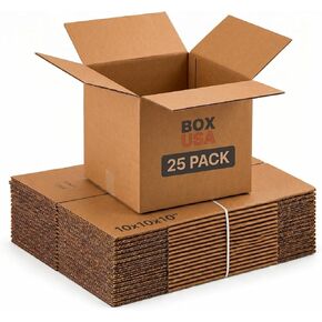BOX USA Shipping Boxes Medium 10" L x 10" W x 10" H, 25-Pack | Corrugated Cardboard Box for Packing, Moving and Storage 101010 in Saudi Arabia