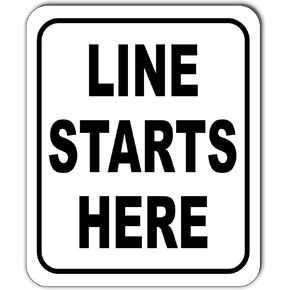 Line Starts Here Outdoor Signs - Restroom Sign - Parking Sign - Custom Sign - Vinyl Flooring Sign Post - Street Signs - Office Sign - Aesthetic Stuff - Black and White - 8.5" X10" in Kuwait