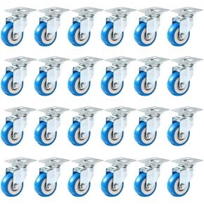 FactorDuty 24 Pack Caster Swivel Plate Brake On Blue Polyurethane Wheels (2" combo - 12 w/Brake and 12 no brake) in Saudi Arabia