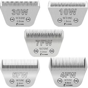 Size 30W+10W+7FW+5FW+4FW Wide Detachable Pet Dog Grooming Blades Kit,Compatible with Andis,Oster A5,Wahl km10 Clippers,5 Pack in Saudi Arabia
