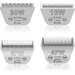 Size 30W+10W+7FW+5FW+4FW Wide Detachable Pet Dog Grooming Blades Kit,Compatible with Andis,Oster A5,Wahl km10 Clippers,5 Pack in Kuwait
