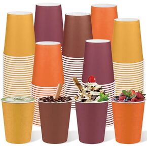 60 Pack 9 oz Fall Paper Cups, 4 Solid Colors in Kuwait