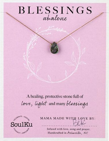 SoulKu Handcrafted Necklace, Empowerment Jewelry With Healing Crystal, Inspirational Jewelry For Women, Mom & Sister Gifts, 2" Extender With Lobster Clasp, 16" Nylon Cord in Kuwait