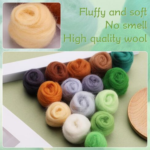 Mayboos 132 Pcs Wool Felting Needles, 15 Colors Fiber Wool Yarn Felting Supplies, Felting Tool with 3 Sizes, for Beginner Professional in Kuwait