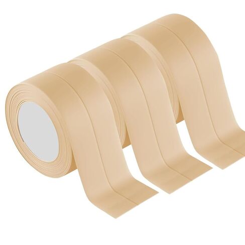 3 Rolls Self-Adhesive Caulk Tape - Waterproof Peel and Stick Sealing Strip (1.5"x10.5 Ft, Brown) for Bathtub, Shower, Sink, Toilet Edge Protector & Kitchen Countertop - No Mess Alternative to Caulking in Saudi Arabia