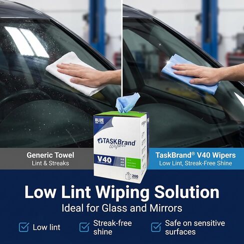 TaskBrand N-V040CGB Blue V40 Value Series Center Pull Wiper Sheets, All-Purpose Disposable Cleaning Towels, 10 x 12 Inches, Blue, Roll of 200 in Kuwait