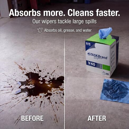 TaskBrand N-V040CGB Blue V40 Value Series Center Pull Wiper Sheets, All-Purpose Disposable Cleaning Towels, 10 x 12 Inches, Blue, Roll of 200 in Kuwait