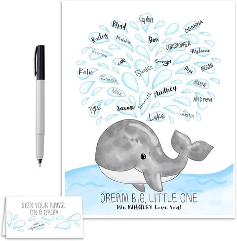 Nautical Baby Shower Signature Poster 8.5x11 Inches, Whale Themed Baby Shower Decorations, Nautical Baby Shower Guestbook Alternative in Kuwait