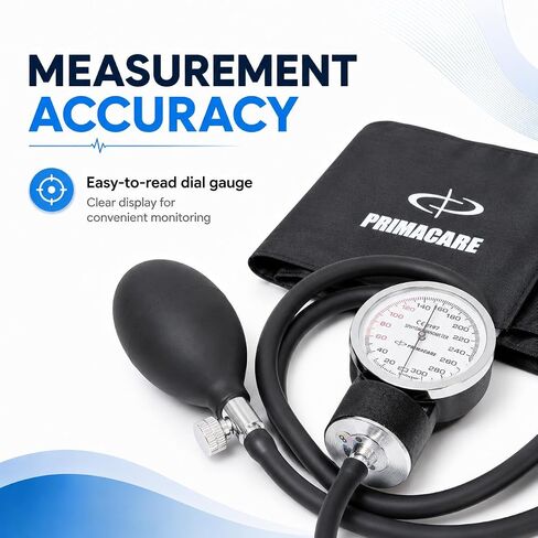 Primacare DS-9195 Professional Adult Size Classic Series Blood Pressure Kit with D-Ring Cuff, Nylon BP Kit, Aneroid Sphygmomanometer with Stethoscope in Kuwait