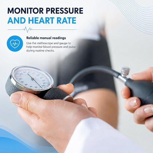 Primacare DS-9195 Professional Adult Size Classic Series Blood Pressure Kit with D-Ring Cuff, Nylon BP Kit, Aneroid Sphygmomanometer with Stethoscope in Kuwait