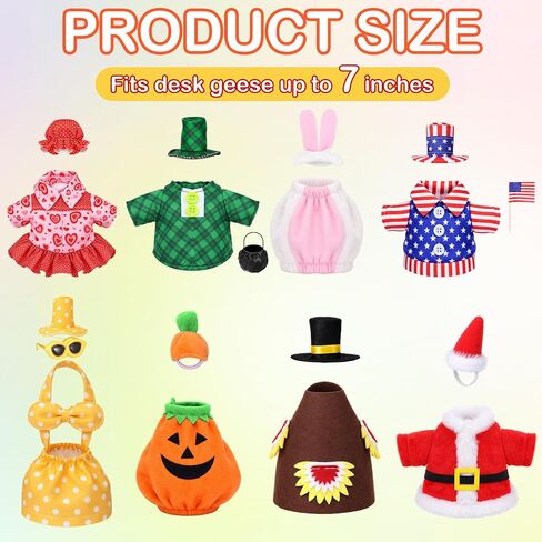 FuWeave 8 Set Mini Goose Outfits Holiday Geese Desktop Costumes in Kuwait
