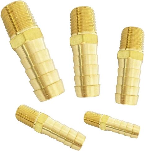 Brass Hose Barb Fitting, Adapter Assortment Kits, 3/16" 1/4" Barbed x 1/8" 1/4" 3/8" NPT Male 5pcs in Saudi Arabia