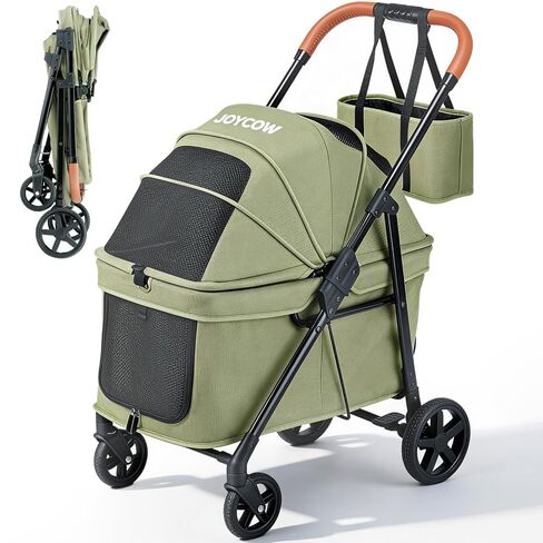 Foldable Pet Stroller Small Dogs Cats Up to 70 lb All-Terrain, Green in Kuwait
