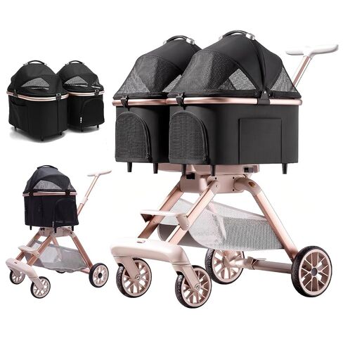 Double Pet Stroller with Detachable Carriers,Ideal for 2 Dogs or Cats,Double Dog Stroller with Small/Medium Pets,Black in Kuwait