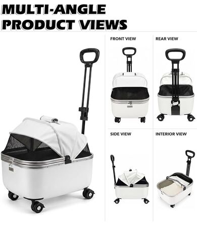 Rolling Cat Carrier with Wheels, Hard Shell, White in Kuwait