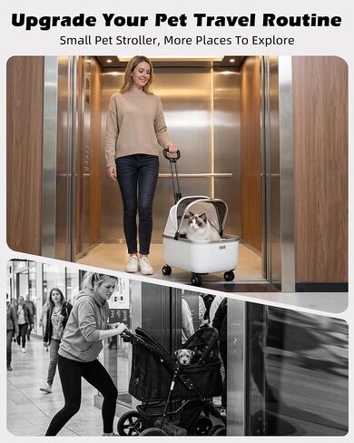 Rolling Cat Carrier with Wheels, Hard Shell, White in Kuwait