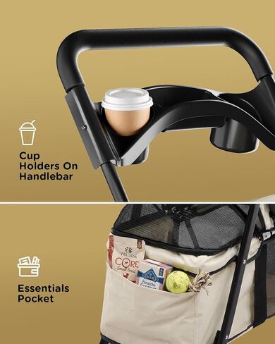 GTPLAYER Foldable Pet Stroller for Small Dogs and Cats,Beige in Kuwait