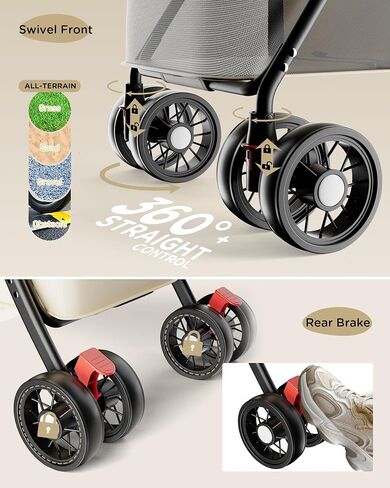 GTPLAYER Foldable Pet Stroller for Small Dogs and Cats,Beige in Kuwait