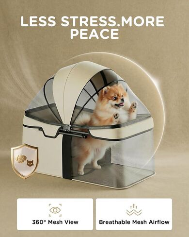 GTPLAYER Foldable Pet Stroller for Small Dogs and Cats,Beige in Kuwait