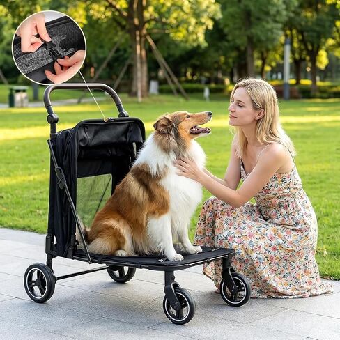 MAMIZO Foldable Dog Stroller for Large & Medium Dogs Up to 66lbs in Kuwait