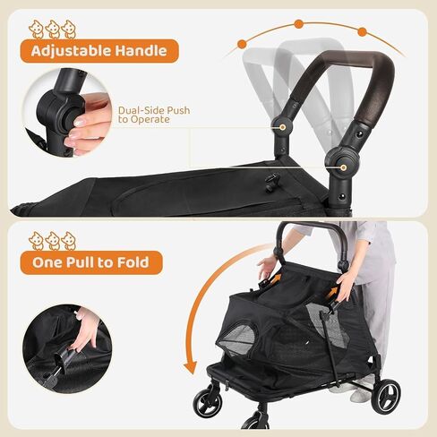 MAMIZO Foldable Dog Stroller for Large & Medium Dogs Up to 66lbs in Kuwait