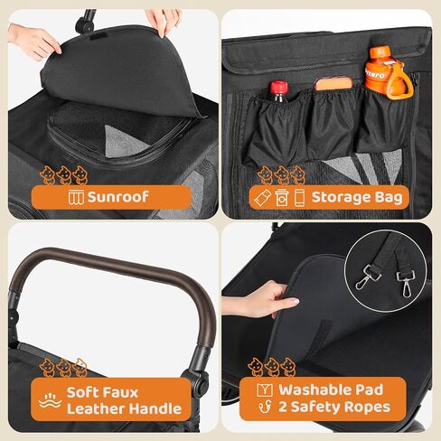 MAMIZO Foldable Dog Stroller for Large & Medium Dogs Up to 66lbs in Kuwait