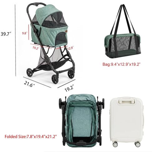 Pet Stroller for Small 2 Dog Cat Puppy Grocery Shopping Cart in Kuwait