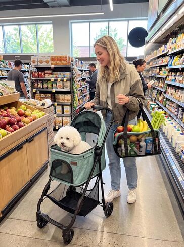 Pet Stroller for Small 2 Dog Cat Puppy Grocery Shopping Cart in Kuwait