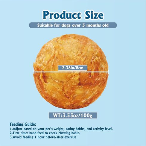 Funny Dog Treats Ball, 2Pcs Chicken Wrapped Rawhide Balls with Egg Yolk Center – Fun Dental Snacks for Medium & Large Dogs, 200g (2 x 100g) in Kuwait
