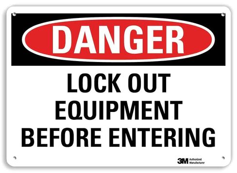 SmartSign "Danger - Lock Out Equipment Before Entering" Sign | 7" x 10" Aluminum in Kuwait