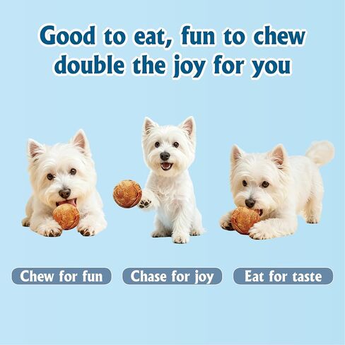 Funny Dog Treats Ball, 2Pcs Chicken Wrapped Rawhide Balls with Egg Yolk Center – Fun Dental Snacks for Medium & Large Dogs, 200g (2 x 100g) in Kuwait
