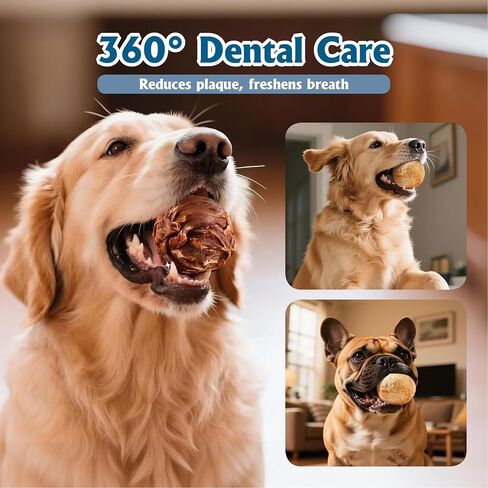 Funny Dog Treats Ball, 2Pcs Chicken Wrapped Rawhide Balls with Egg Yolk Center – Fun Dental Snacks for Medium & Large Dogs, 200g (2 x 100g) in Kuwait