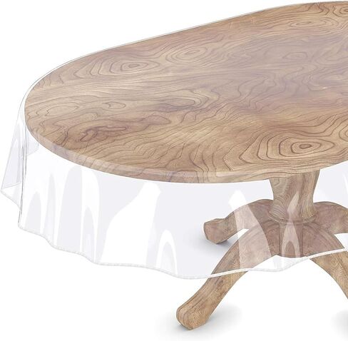 Clear Table Protector Oval 51 in x 70 in Plastic Vinyl Transparent Cloth Waterproof Tablecloth Kitchen Dining Room Furniture Wood Cover Protector in Kuwait