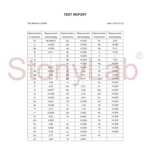 قطب شبكة بلاتينيوم من stonylab، نقاء 99.99% 10 × 10 مم قطب شبكة عداد شبكي من البلاتين مع هيكل PTFE in Kuwait
