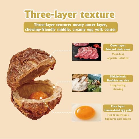 Dog Treats Balls, 2Pcs Duck Wrapped Rawhide Balls,Egg Yolk Center,200g+ in Kuwait
