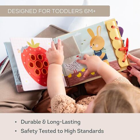Taf Toys Sensory Busy Book for Babies 6-12 Months, Montessori Busy Book Toddlers 1-3, Interactive Sensory Activity Book with Pop-It, Baby-Safe Mirror - Promotes Fine Motor Skills & Sensory Curiosity. in Kuwait