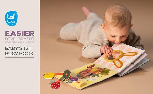 Taf Toys Sensory Busy Book for Babies 6-12 Months, Montessori Busy Book Toddlers 1-3, Interactive Sensory Activity Book with Pop-It, Baby-Safe Mirror - Promotes Fine Motor Skills & Sensory Curiosity. in Kuwait