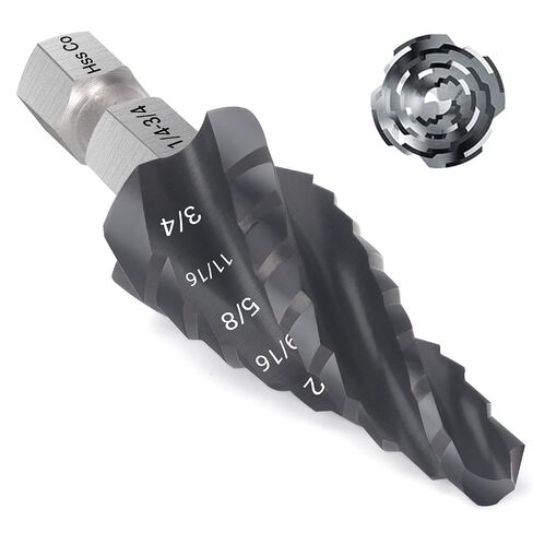 MABLEVI M35 Four Spiral Flute Cobalt Step Drill Bit Set 1/8"-7/8", Wear-Resistant TiAlN Coated 1/4" Hex Shank Unibit Step Bit for Metal, Stainless Steel, Aluminum, Wood, Plastic（3Pcs） in Kuwait