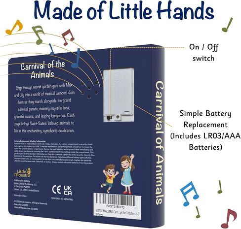 LITTLE MAESTRO Carnival of Animals by Saint-Saëns – The Complete Musical Suite, Musical Books for Toddlers, 28-Button Music Book, Musical Toys for Toddlers 1-3 in Saudi Arabia