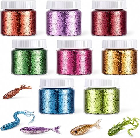 Woanger Glitter for Soft Plastic Lure Making Each Fishing Glitter Flakes Heat Solvent Resistant Premium Lure Powder Premium Powder for Fishing Baits in Kuwait
