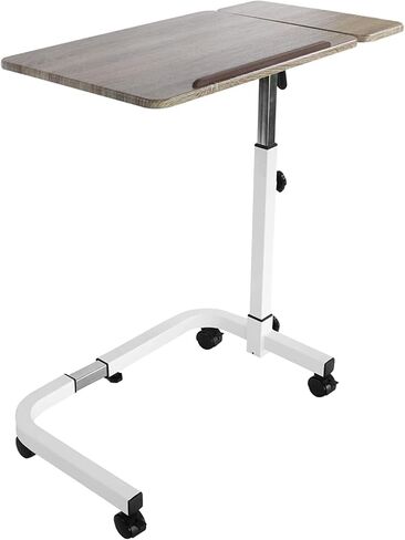 KMINA - Overbed Table with Wheels Adjustable Height, Hospital Bed Table, Tilt Top Bedside Table with Wheels, Hospital Table Over Bed for Home Use, Medical Over Bed Table, Rolling Table for Bed in Saudi Arabia