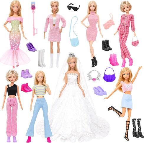30 Pcs Doll Clothes and Accessories Gown Outfit Shoes for 11.5 Inch Dolls in Kuwait