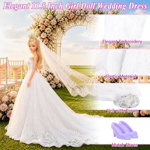 30 Pcs Doll Clothes and Accessories Gown Outfit Shoes for 11.5 Inch Dolls in Kuwait