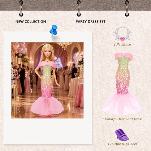 30 Pcs Doll Clothes and Accessories Gown Outfit Shoes for 11.5 Inch Dolls in Kuwait