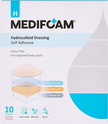 MEDIFOAM - Hydrophilic Foam Dressing, Non-Adhesive (Non-Woven Fabrics for Fixation are Enclosed), Foam Dressing for High exudate Wounds, 2in x 2.8in (3sheets) in Kuwait