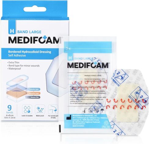 MEDIFOAM - Hydrophilic Foam Dressing, Non-Adhesive (Non-Woven Fabrics for Fixation are Enclosed), Foam Dressing for High exudate Wounds, 2in x 2.8in (3sheets) in Kuwait