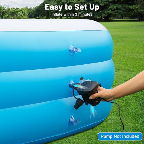 145"x74"x22", Large Solar Inflatable Pool with Lights, Oversized Thickened Blow Up Pool for Adults, 7 Color Changed Family Swimming Pool for Backyard, Outdoor in Kuwait