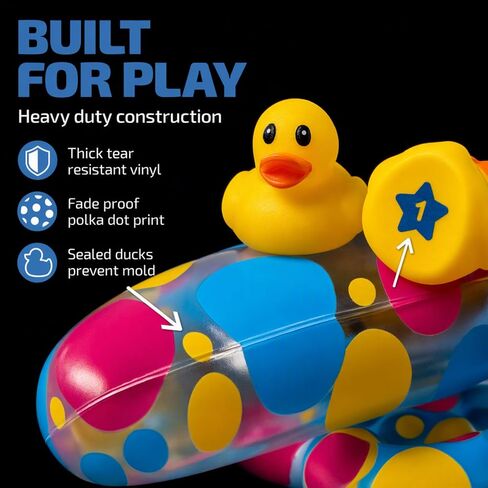 Inflatable Duck Matching Pool Game, Colorful Polka Dot Design, 36 x 6 Inch Swimming Pool with 20 Rubber Duckies, Kids Water Play Set in Kuwait