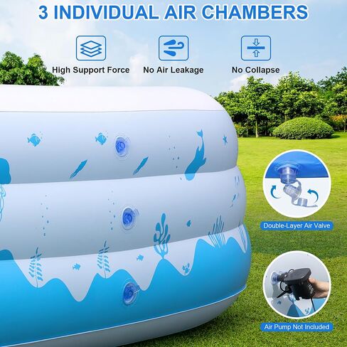 Large Inflatable Pools with Lights, 145" X 74" X 22" Family Inflatable Swimming Pools for Adults, Blow Up Pool Solar Powered, Inflatable PooI for Backyard (Air Pump Not Included) in Kuwait